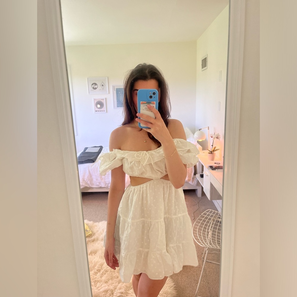 White sabo skirt mini dress